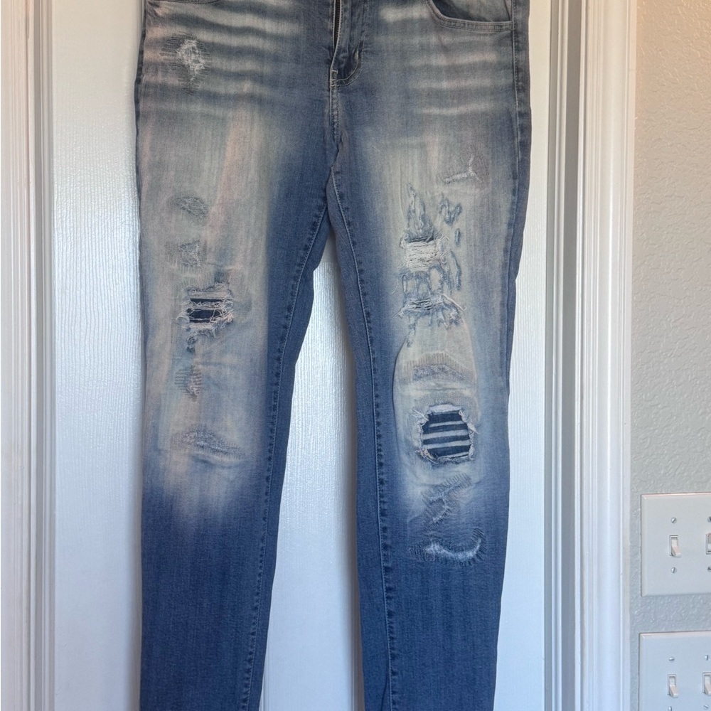 KanCan Faded Blue Distressed Skinny Jeans